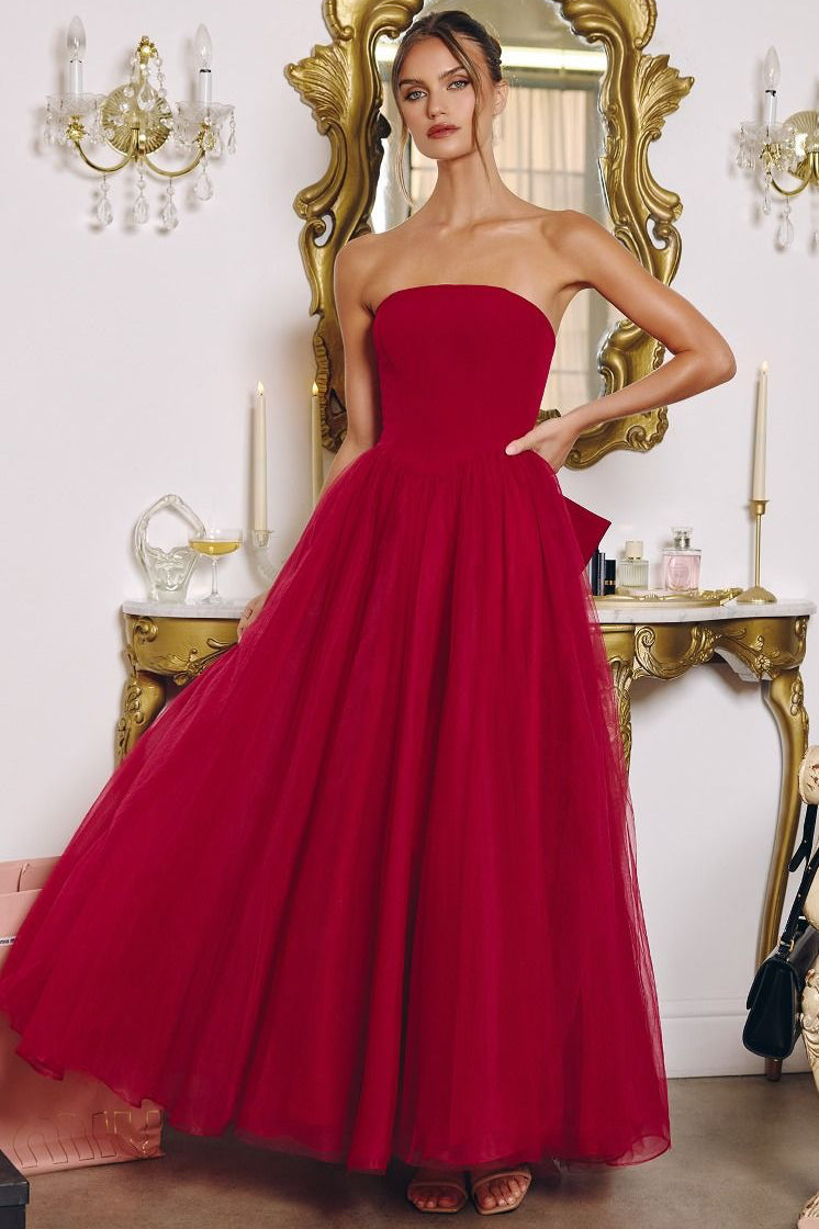 OPHELIA GOWN STRAPLESS A- DRESS WITH BOW