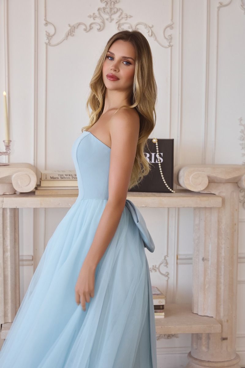 OPHELIA GOWN STRAPLESS A- DRESS WITH BOW