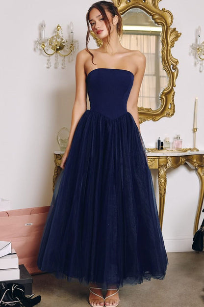 OPHELIA GOWN STRAPLESS A- DRESS WITH BOW