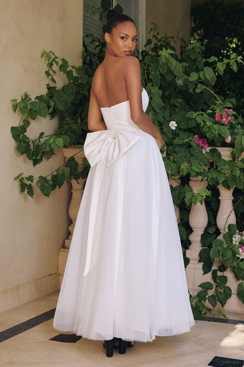 OPHELIA GOWN OFF-WHITE STRAPLESS A- DRESS WITH BOW