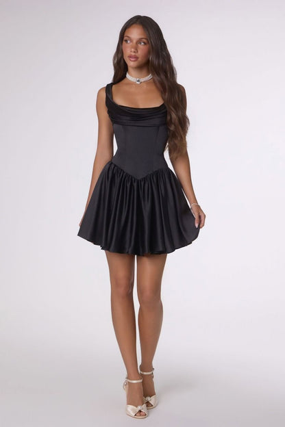 Allie Mini Dress Lace Up Satin Cocktail Dress