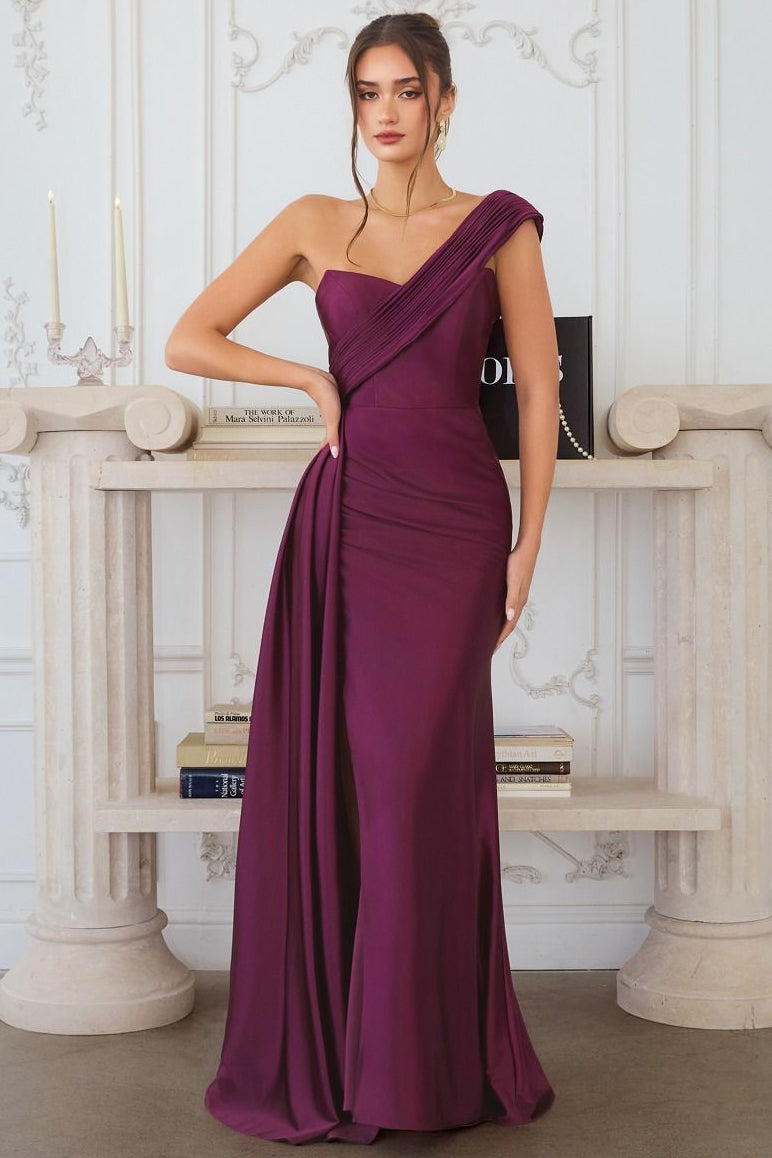 MAURA GOWN DRAPED ONE SHOULDER DRESS