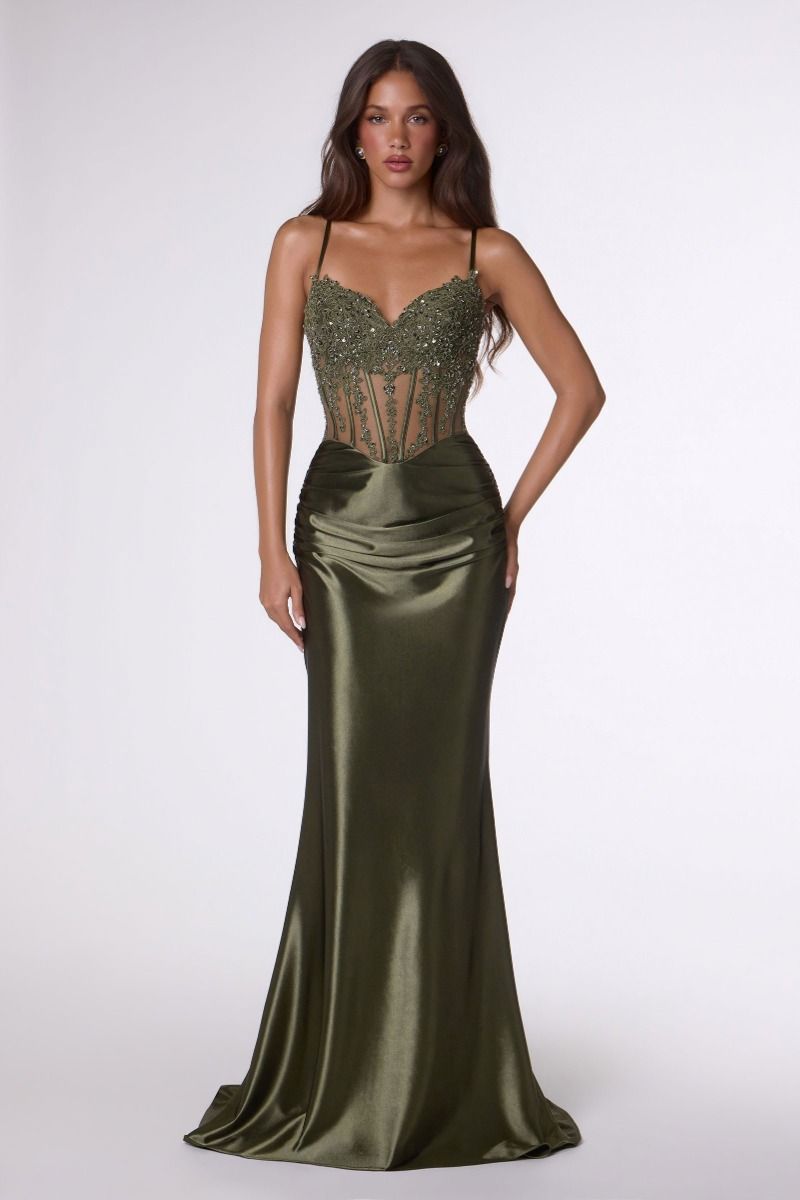 Traci Gown Metallic Satin Corset Dress