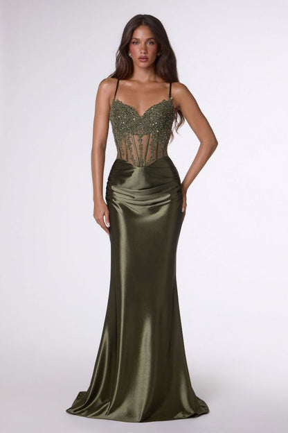 Traci Gown Metallic Satin Corset Dress