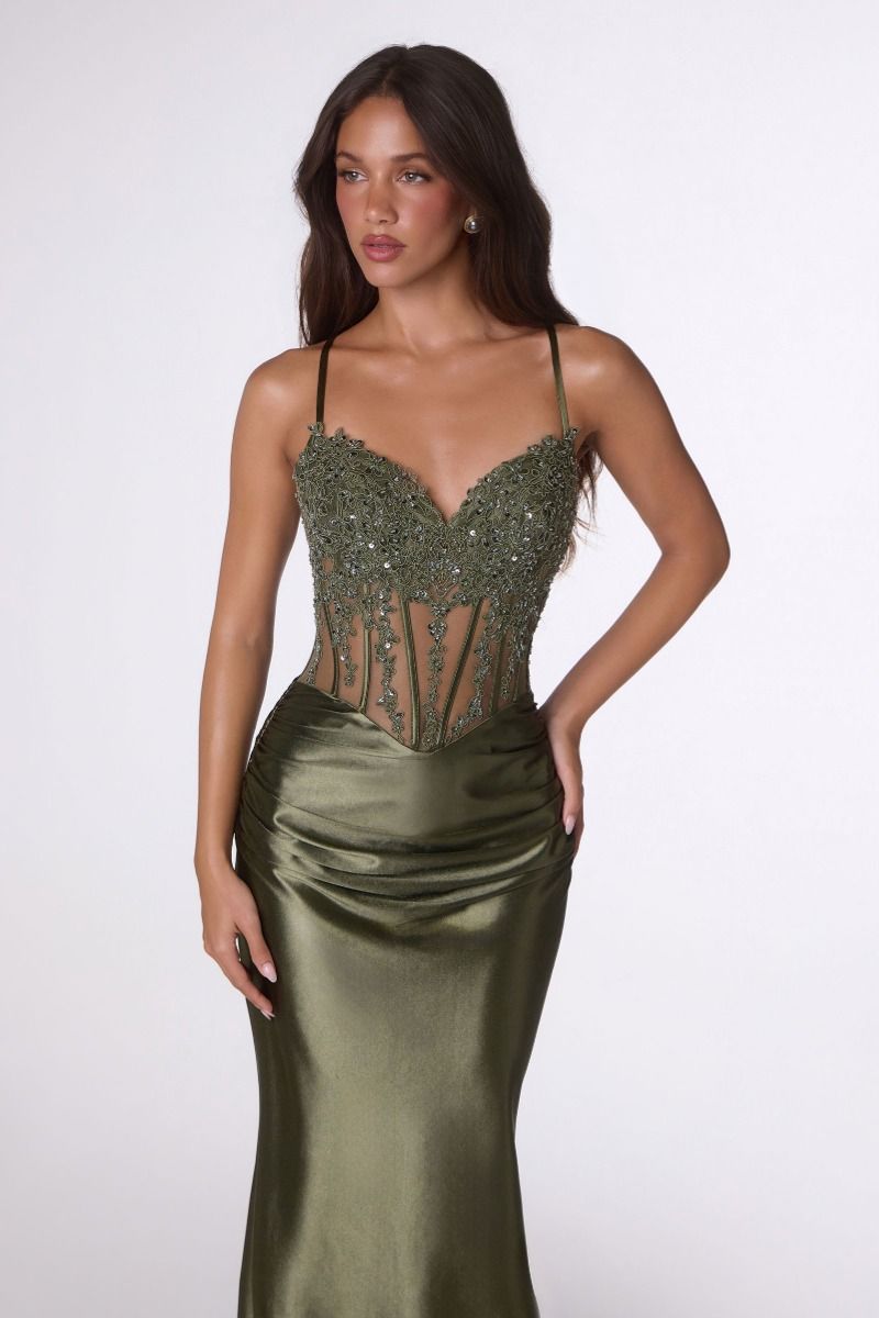 Traci Gown Metallic Satin Corset Dress