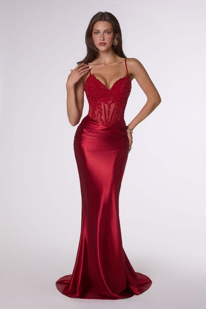 Traci Gown Metallic Satin Corset Dress