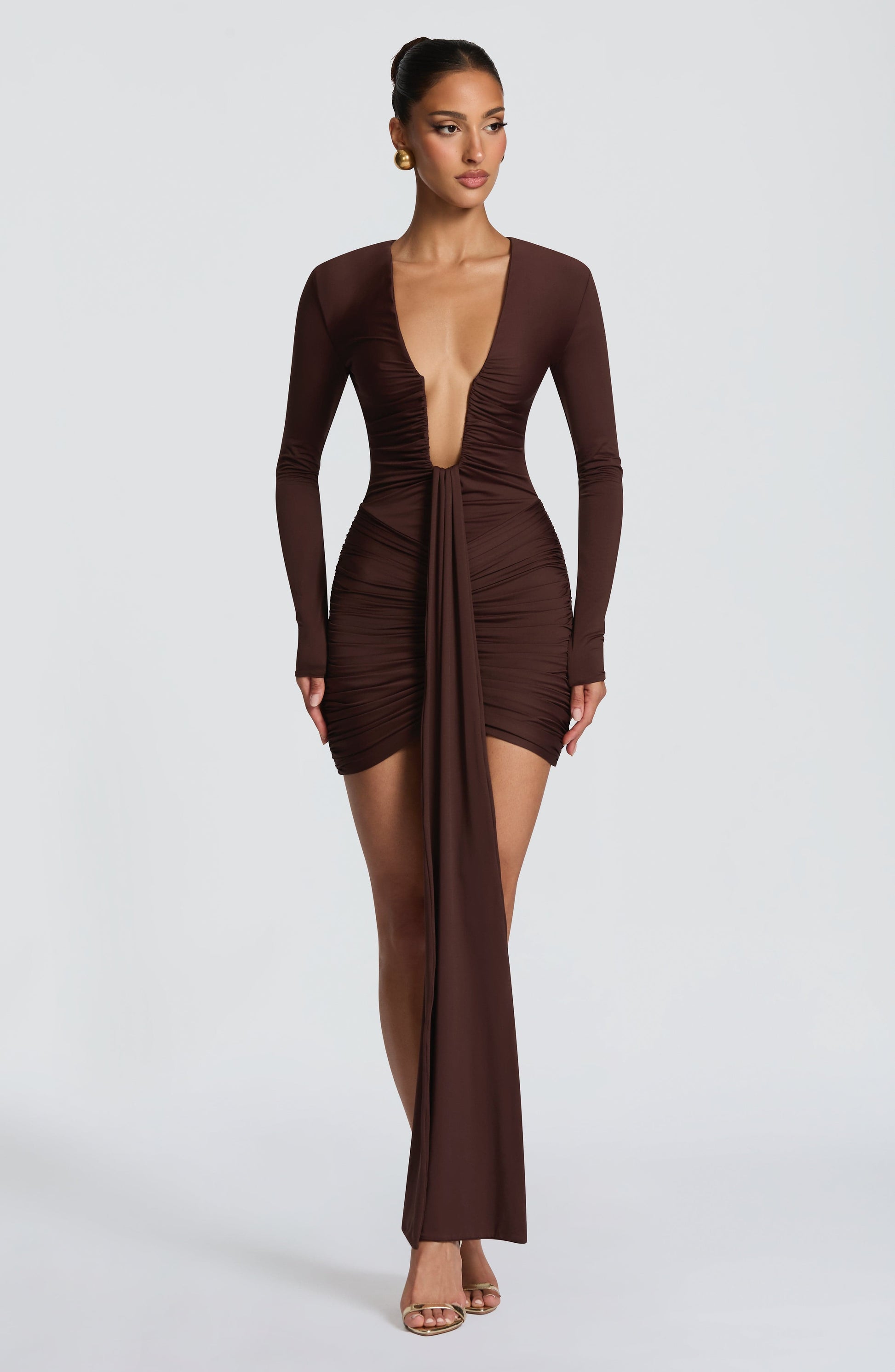 Tara Mini Dress Plum Brown