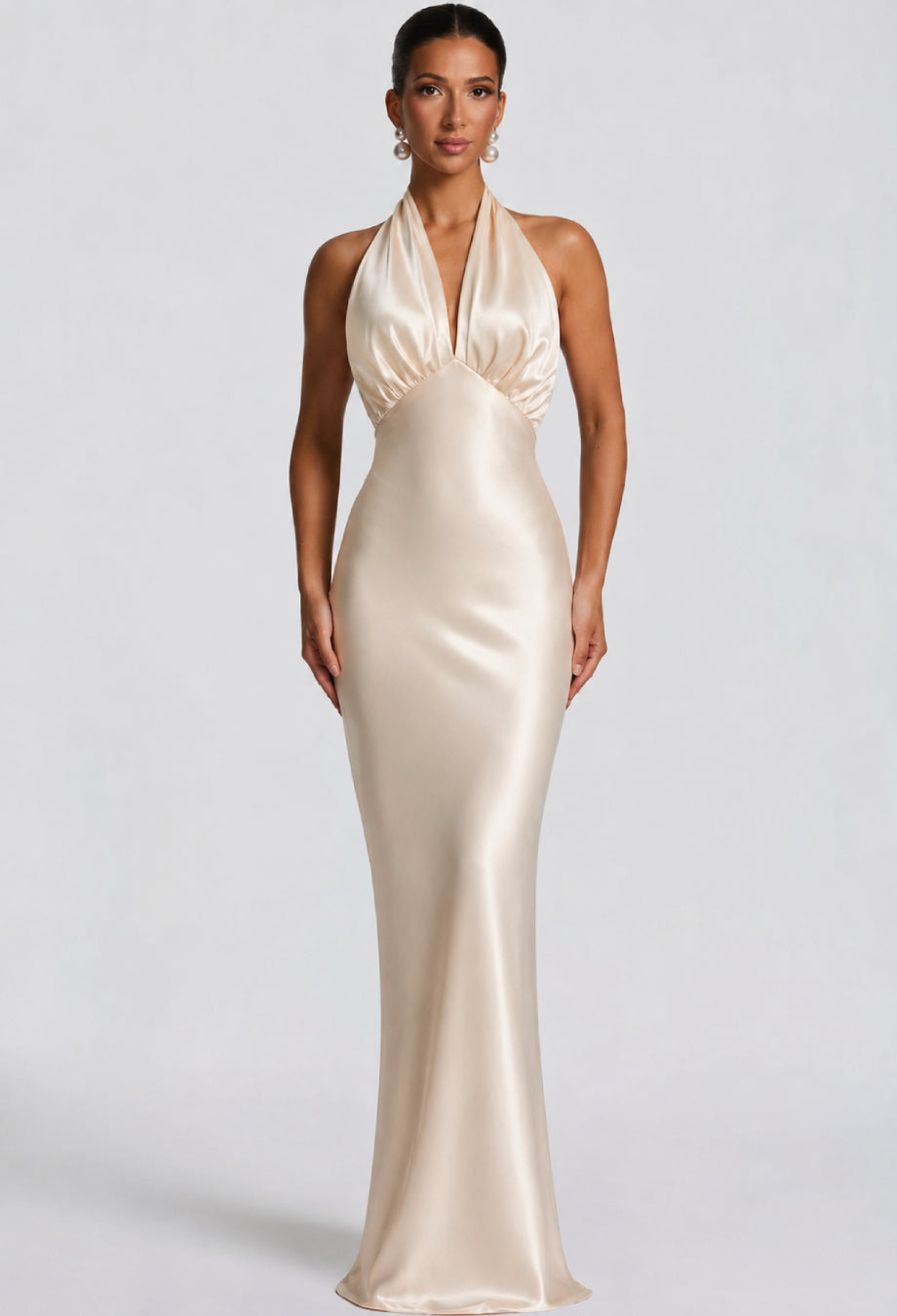 Thalassa Halter Neck Maxi Dress Champagne
