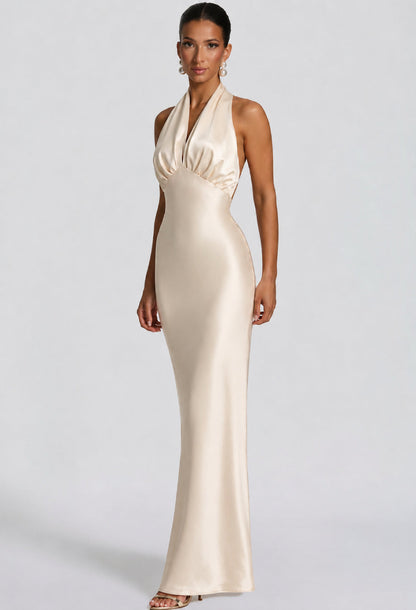 Thalassa Halter Neck Maxi Dress Champagne