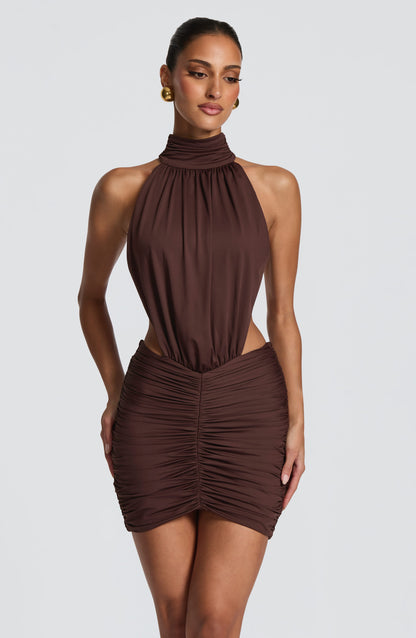 Thekla Mini Dress Plum Brown