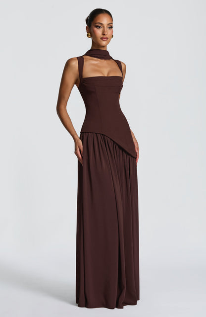 Tullulah Maxi Dress Plum Brown