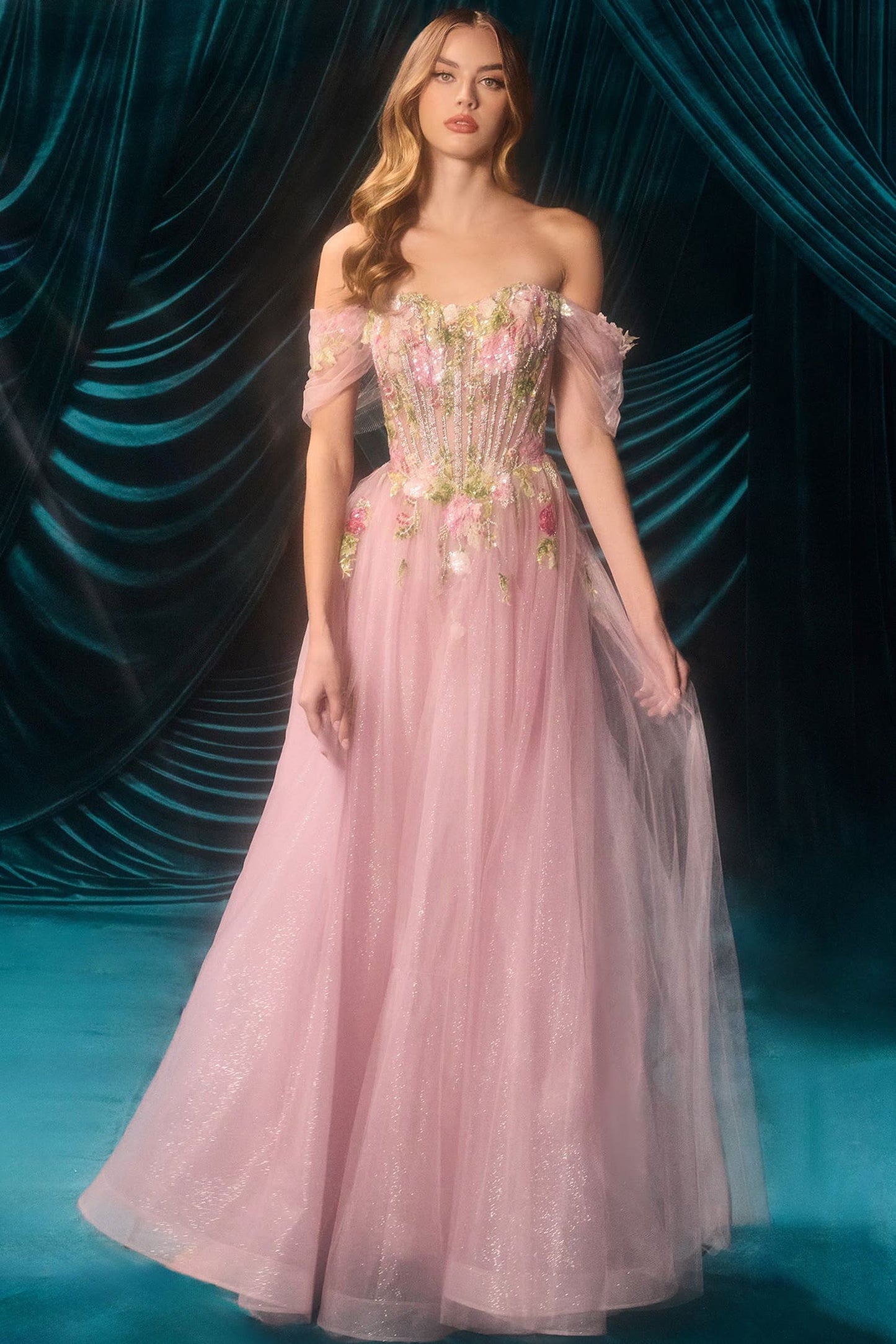 A1479 Blooming Beaded Ball Gown Andrea & Leo