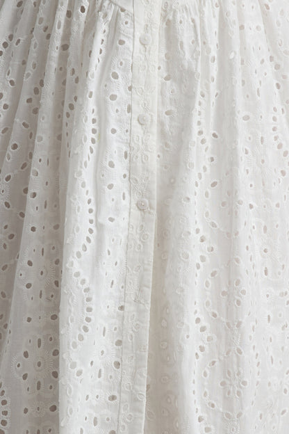 Jezebel | White Lace Plunge-Neck Collared Midi Dress