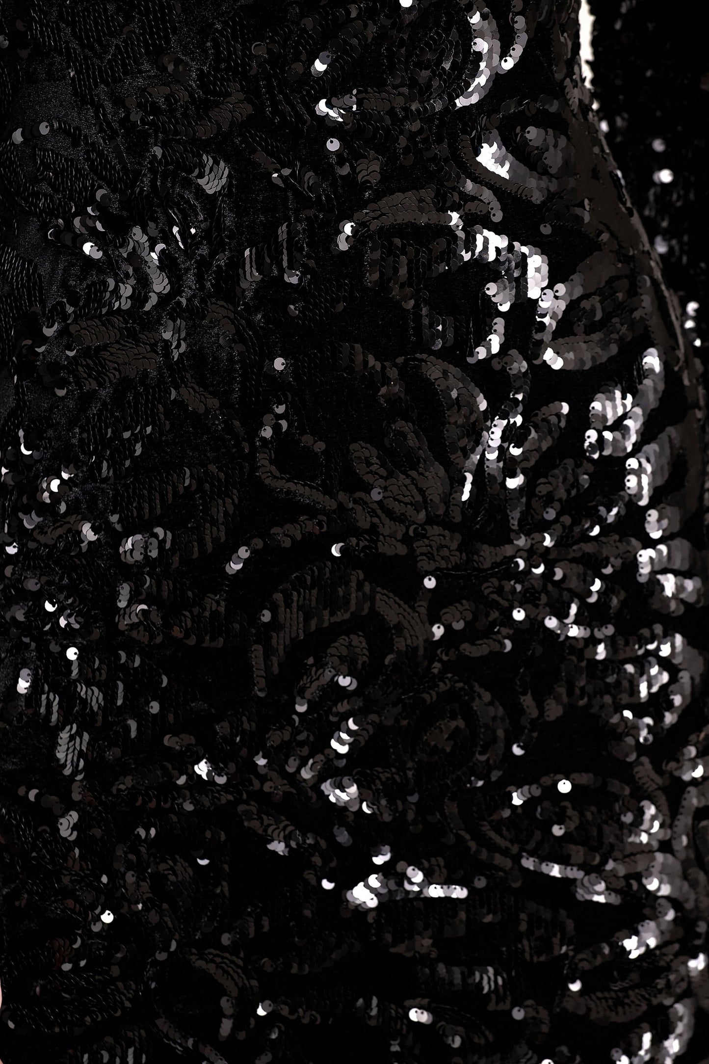 Ritz | Black Sequin Plunge-Neck Mini Dress With Long Sleeves
