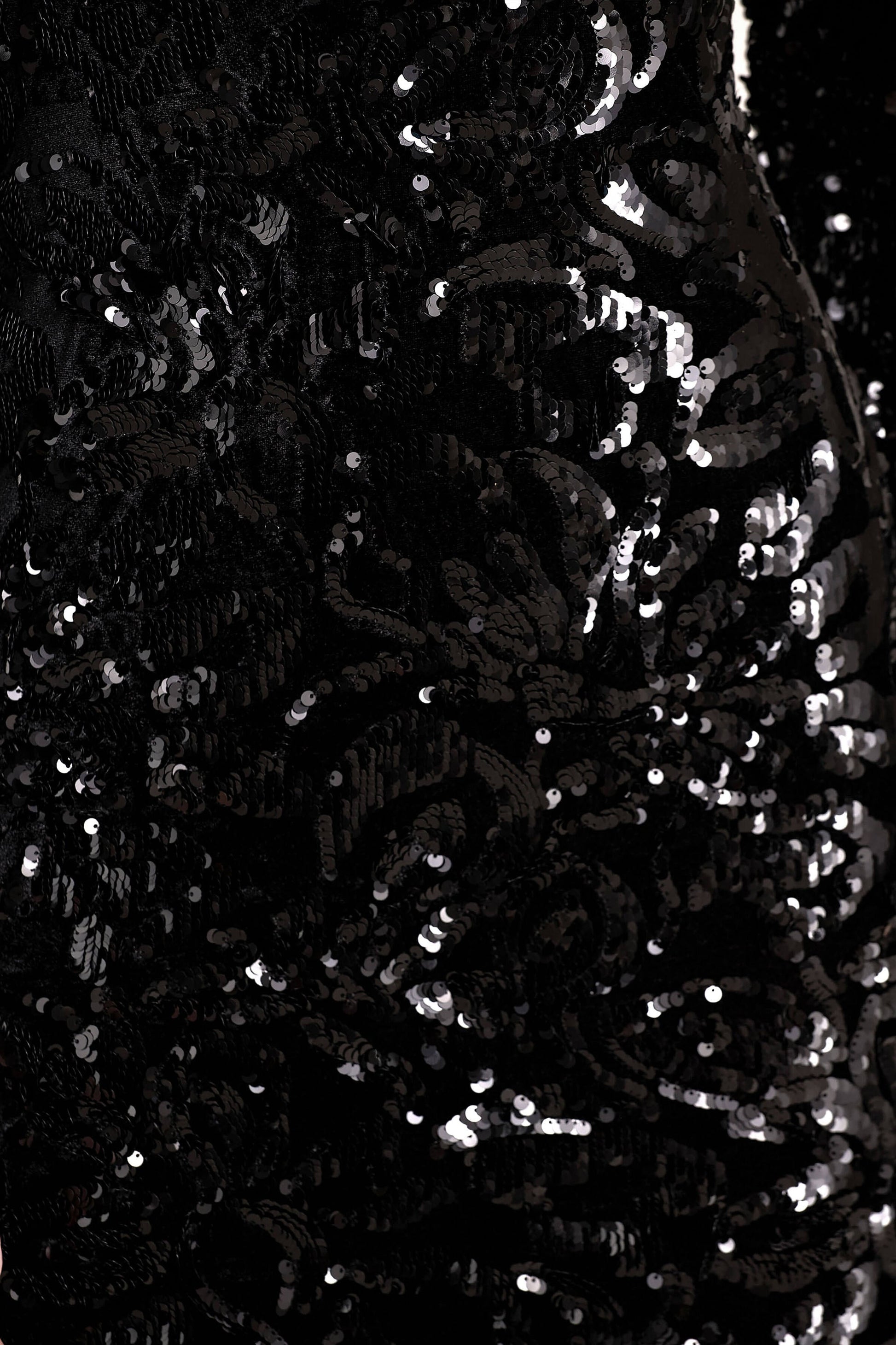 Ritz | Black Sequin Plunge-Neck Mini Dress With Long Sleeves