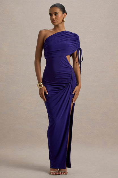 Trance | Blue Asymmetric Maxi Dress with Split