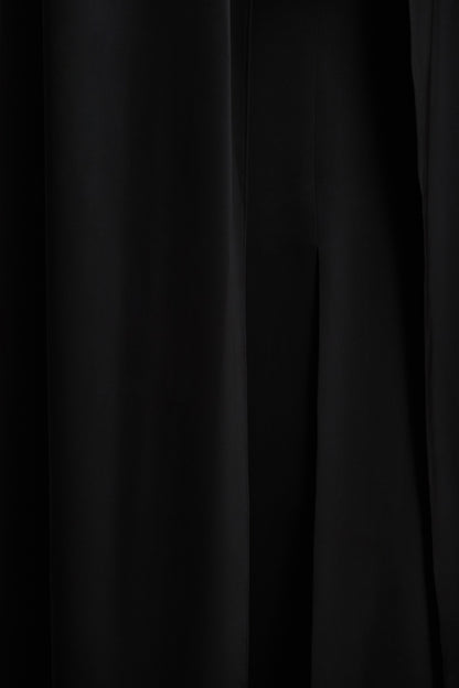 Wren | Black Satin Sweetheart-Neck Maxi Dress With Cape Sleeves