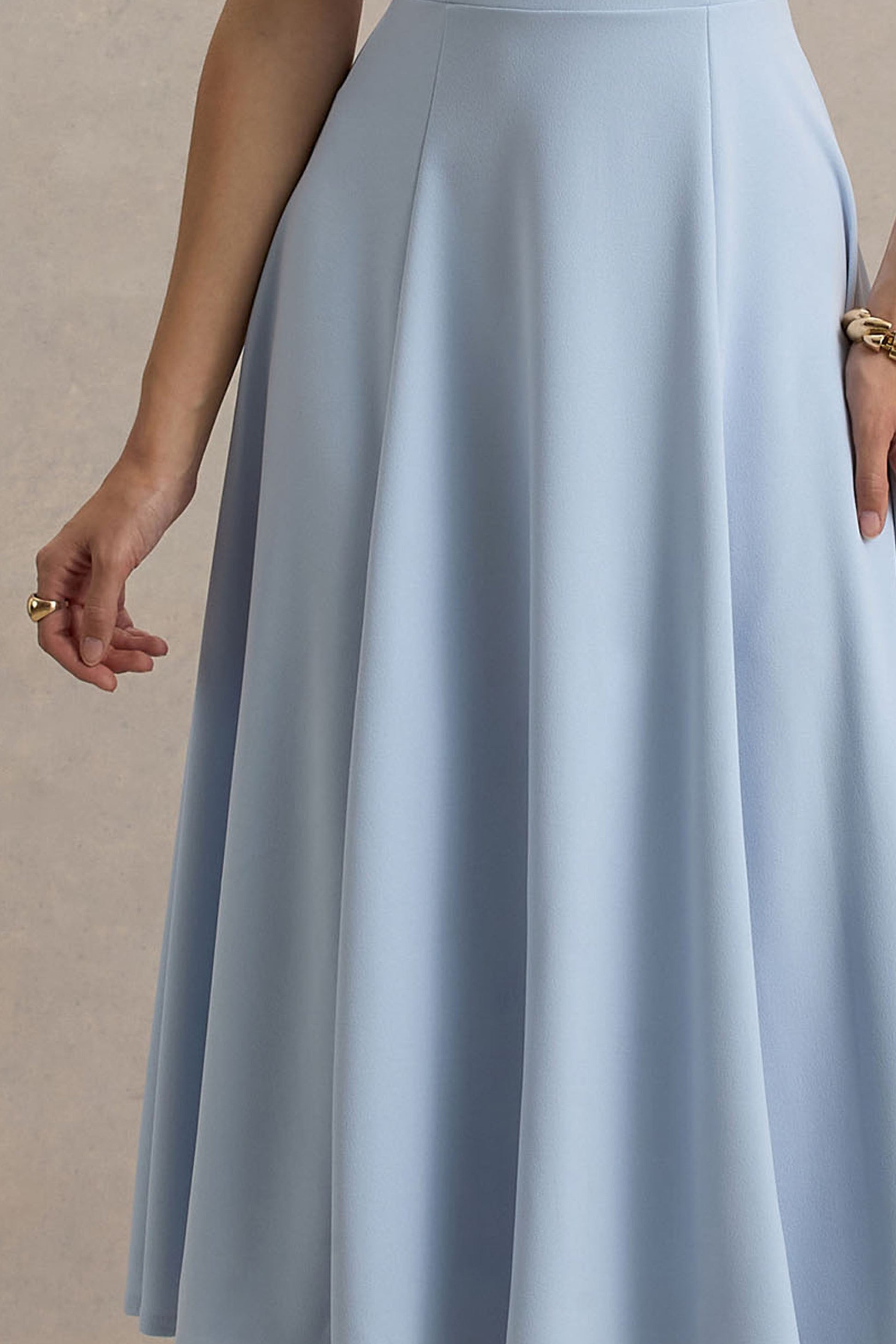 Auburn | Powder Blue Halter Skater Midi Dress