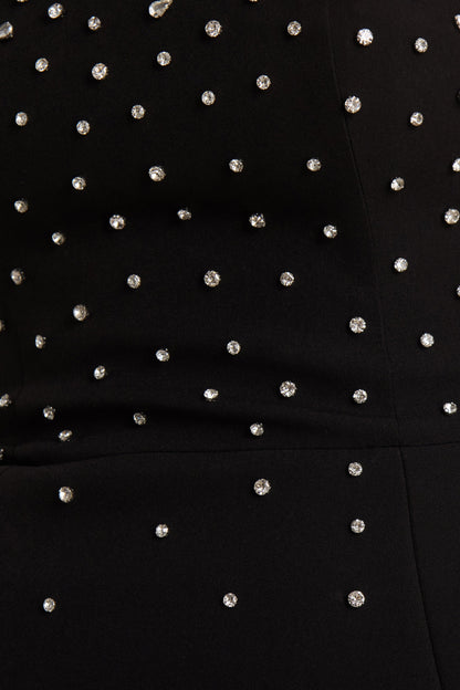 Visionary | Black Bandeau Mini Dress With Embellished Detailing