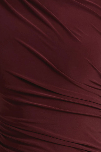 Hespera | Port High-Neck Long-Sleeve Gathered Maxi Dress