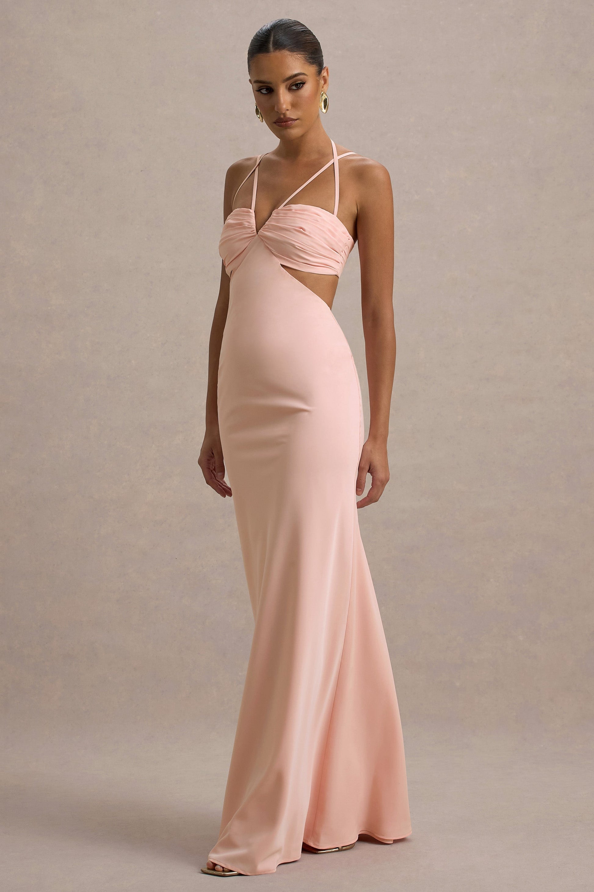 Leandra | Pink Strappy Cut-Out Maxi Dress