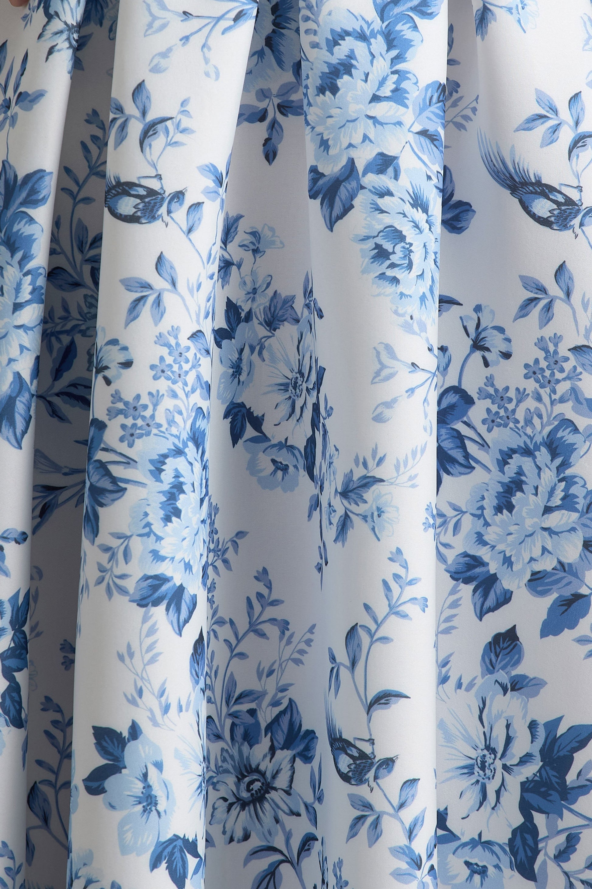 Alaina | Blue Porcelain Print Bandeau Midi Dress With Volume Skirt