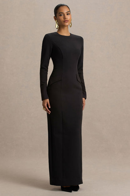 Vaila | Black Crew-Neck Maxi Dress