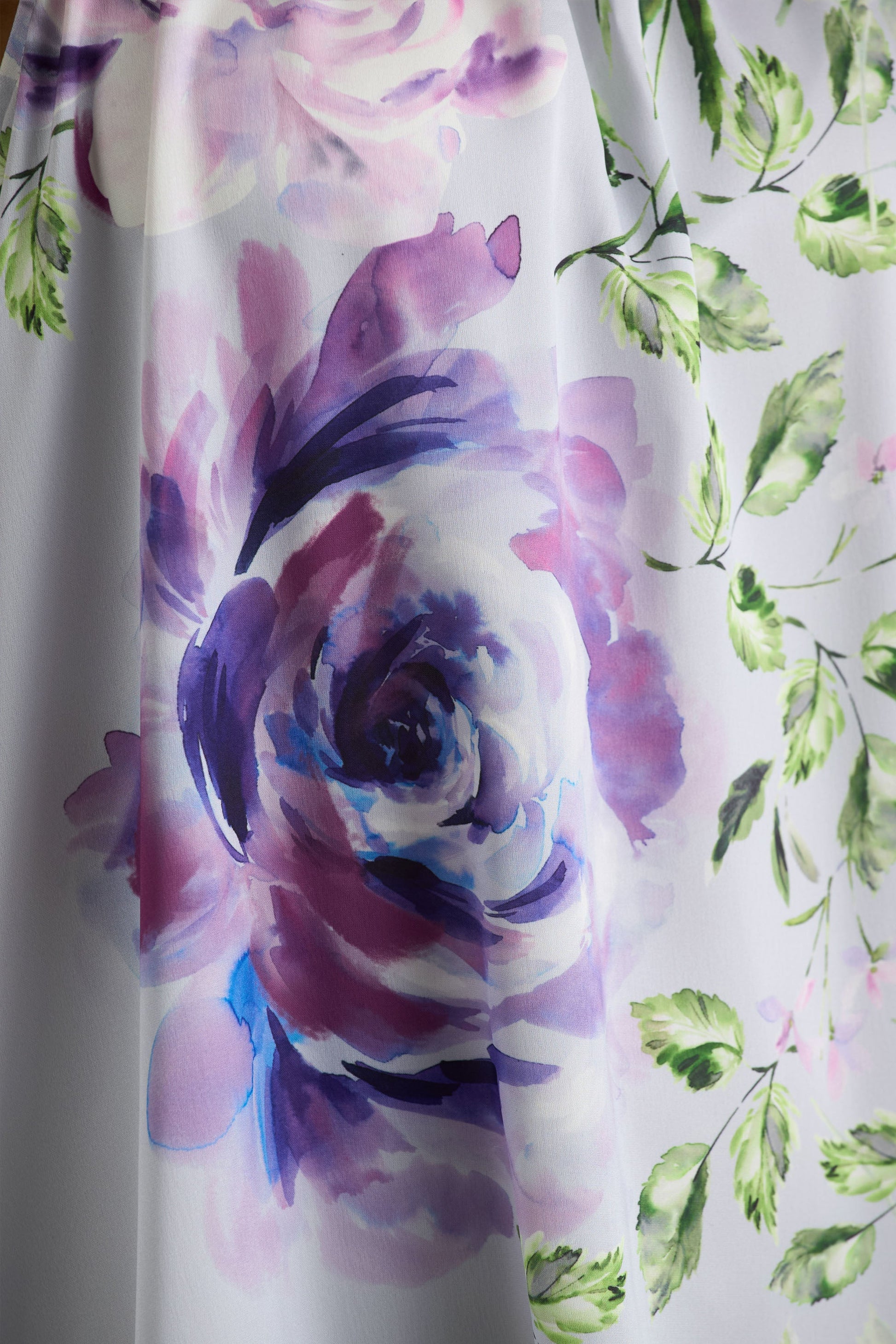 Evita | Powder Blue Rose Print High-Neck A- Mini Dress With Bow