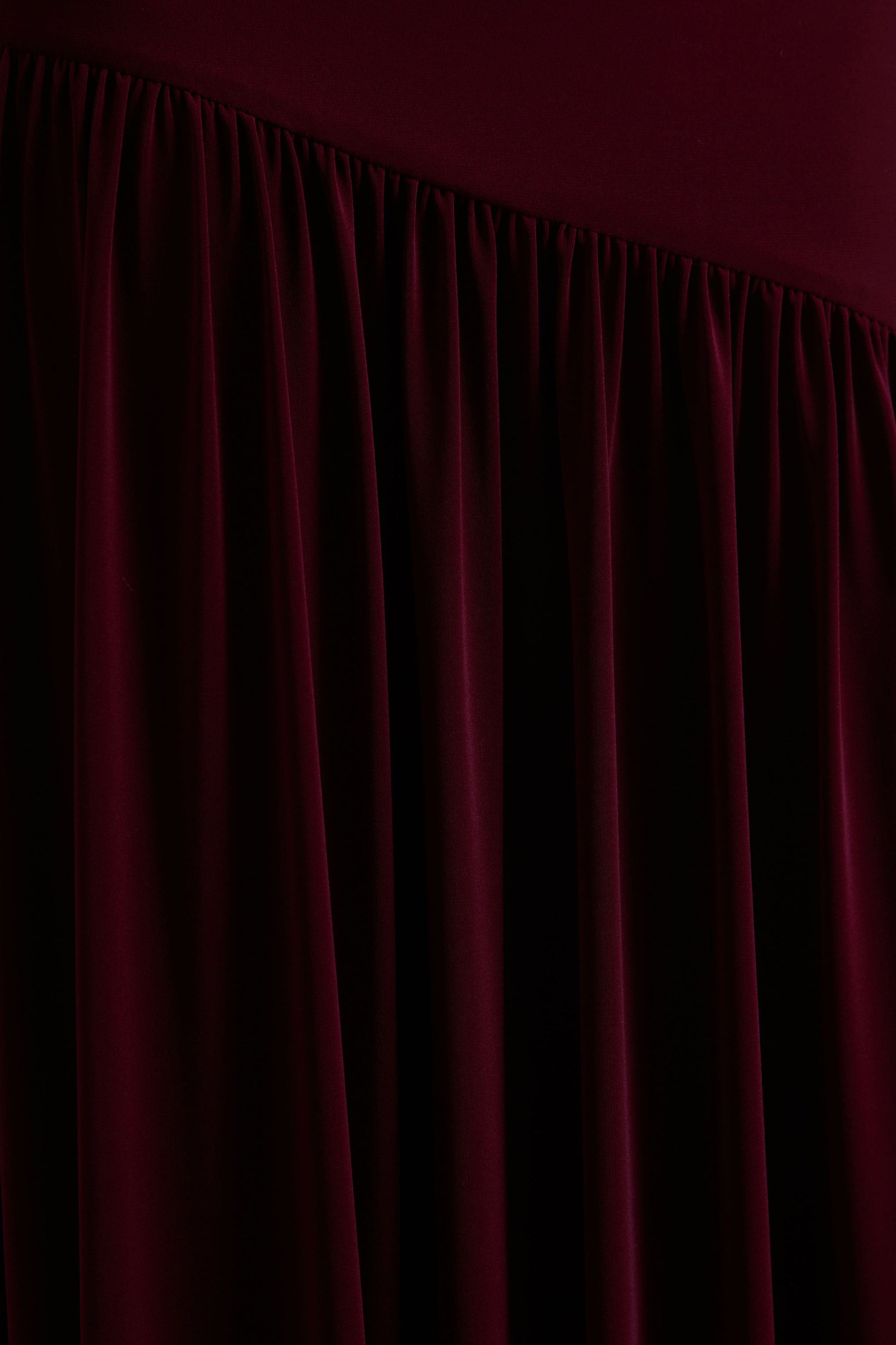 Venezia | Burgundy Bardot Maxi Dress With Drop-Waist