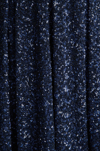 Lima | Navy Sequin Square-Neck A- Midi Dress