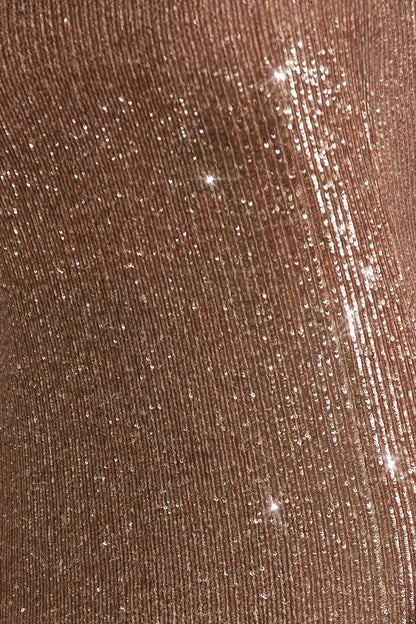 Lilabelle | Rose Gold Plisse Sequin Bandeau Midi Dress