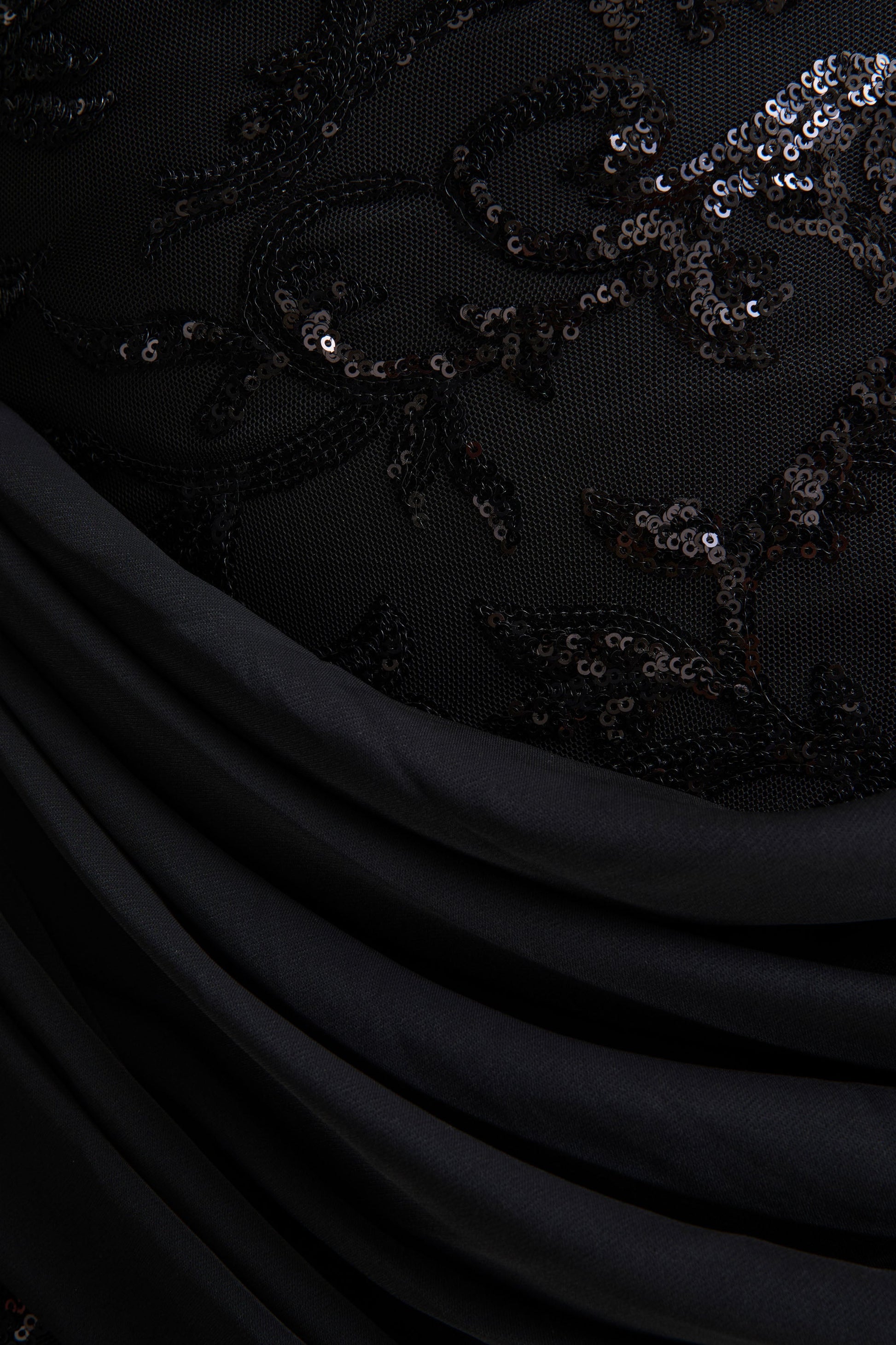 Florecita | Black Embellished Lace Crew-Neck Mini Dress With Sash Detail