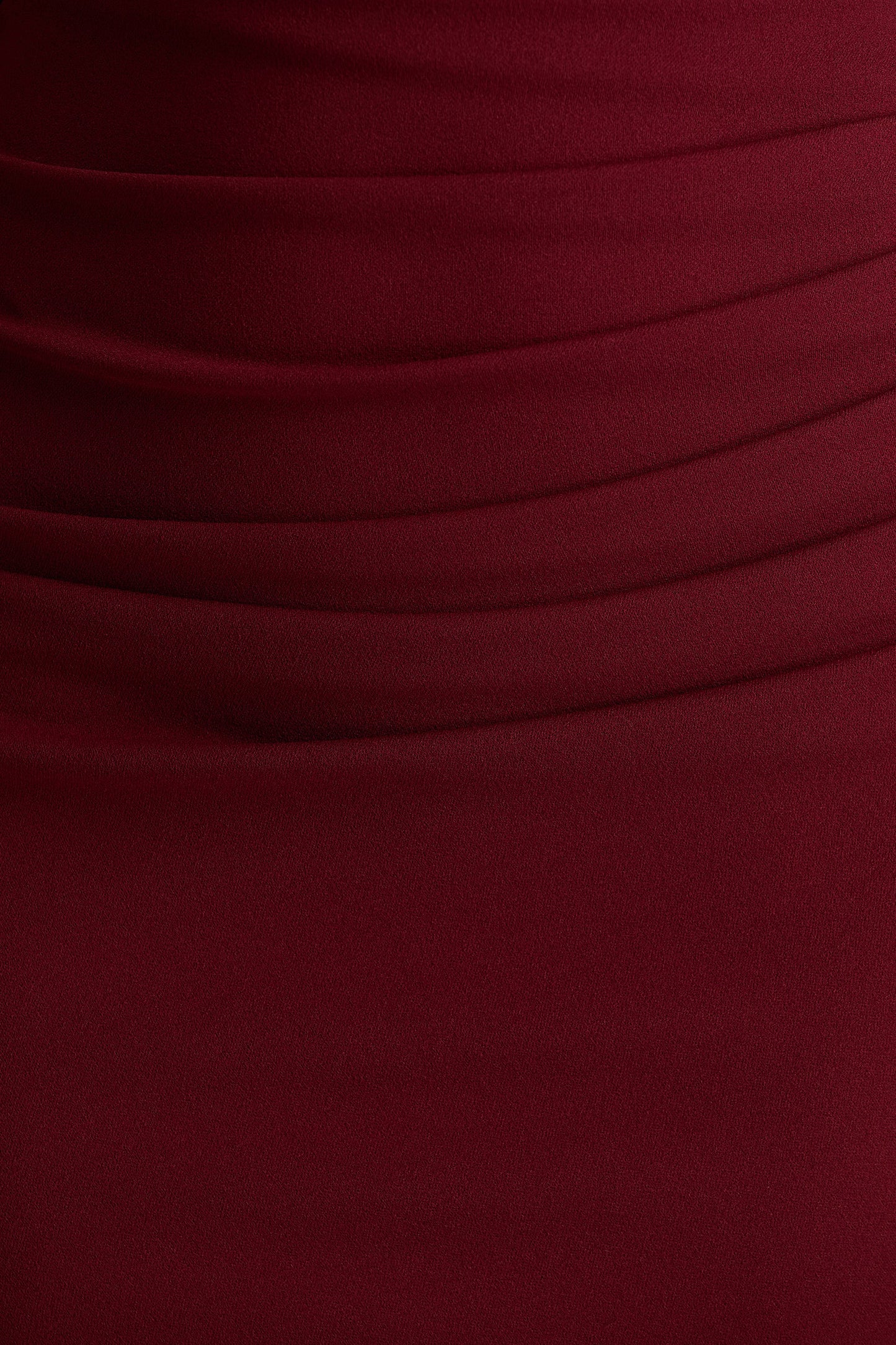 Leah | Burgundy Asymmetric-Neck Midi Dress With Cape-Sleeve