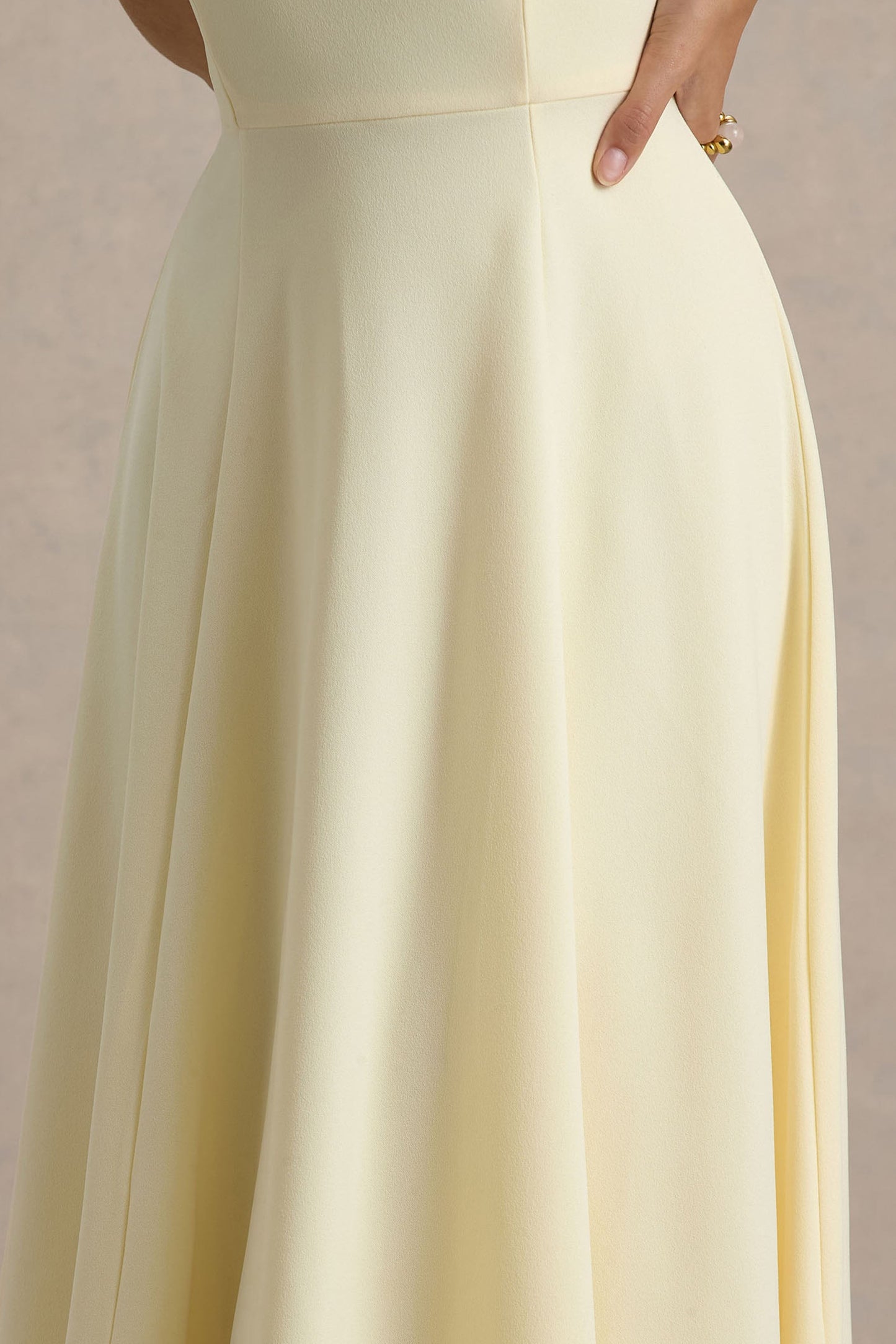 Auburn | Pale Lemon Halter Skater Midi Dress