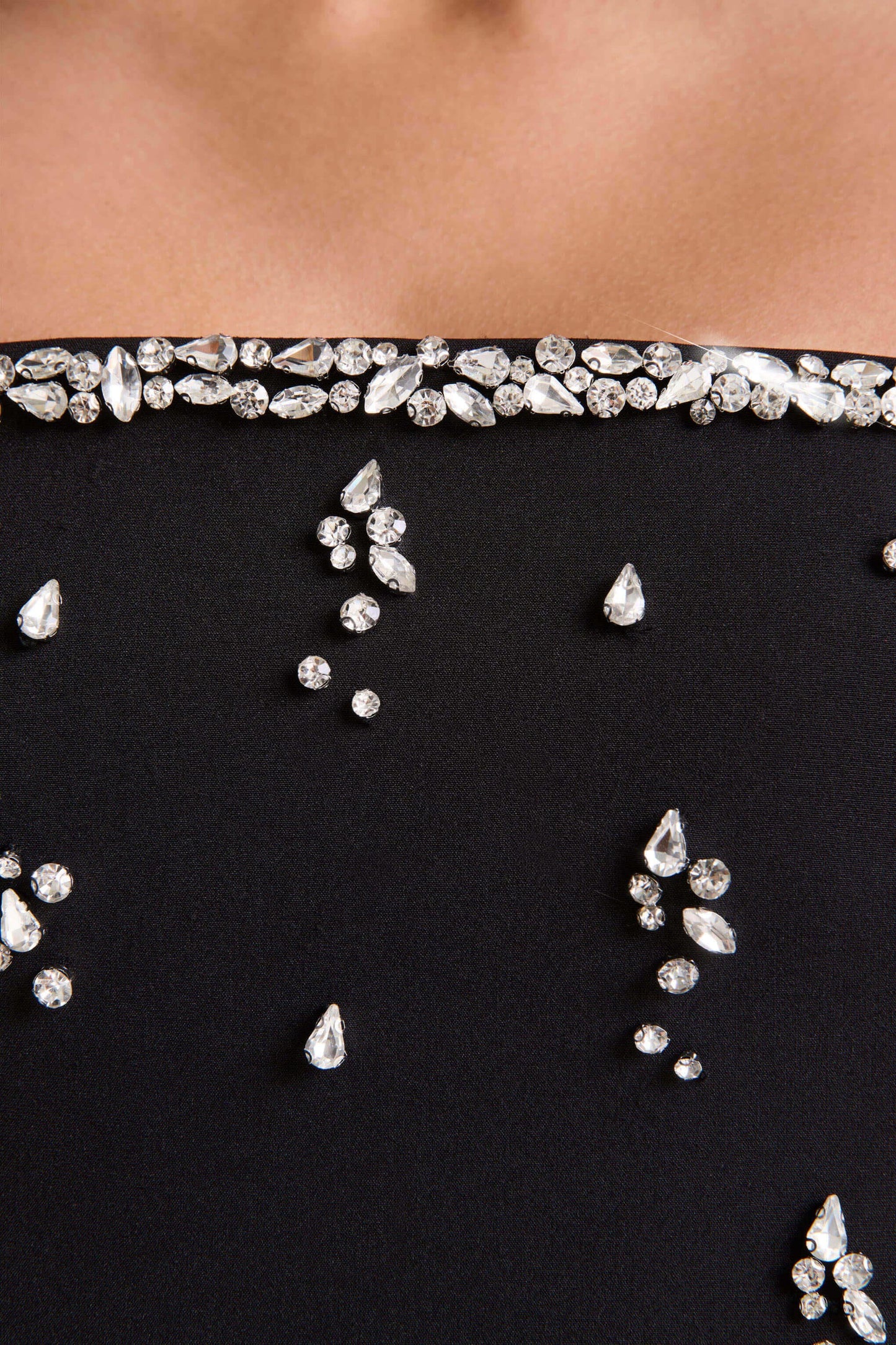 Rominia | Black Bandeau Hand-Embellished Maxi Dress