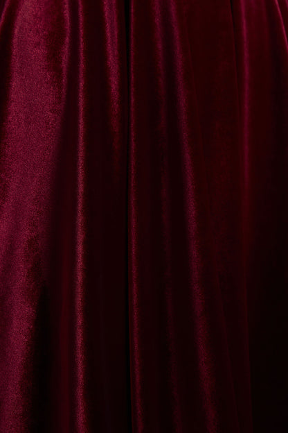 Roxanne | Burgundy Velvet Square-Neck Mini Dress