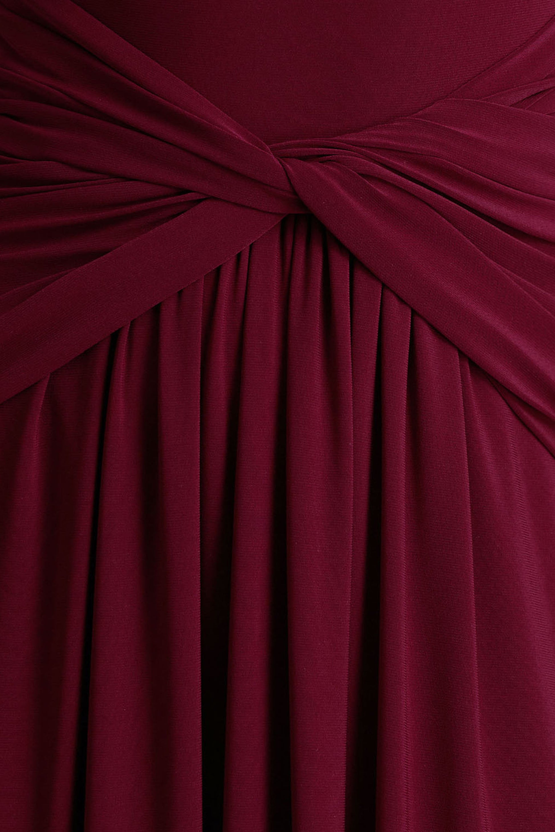 Estrella | Berry High-Neck Maxi Dress With Ruched Detailing