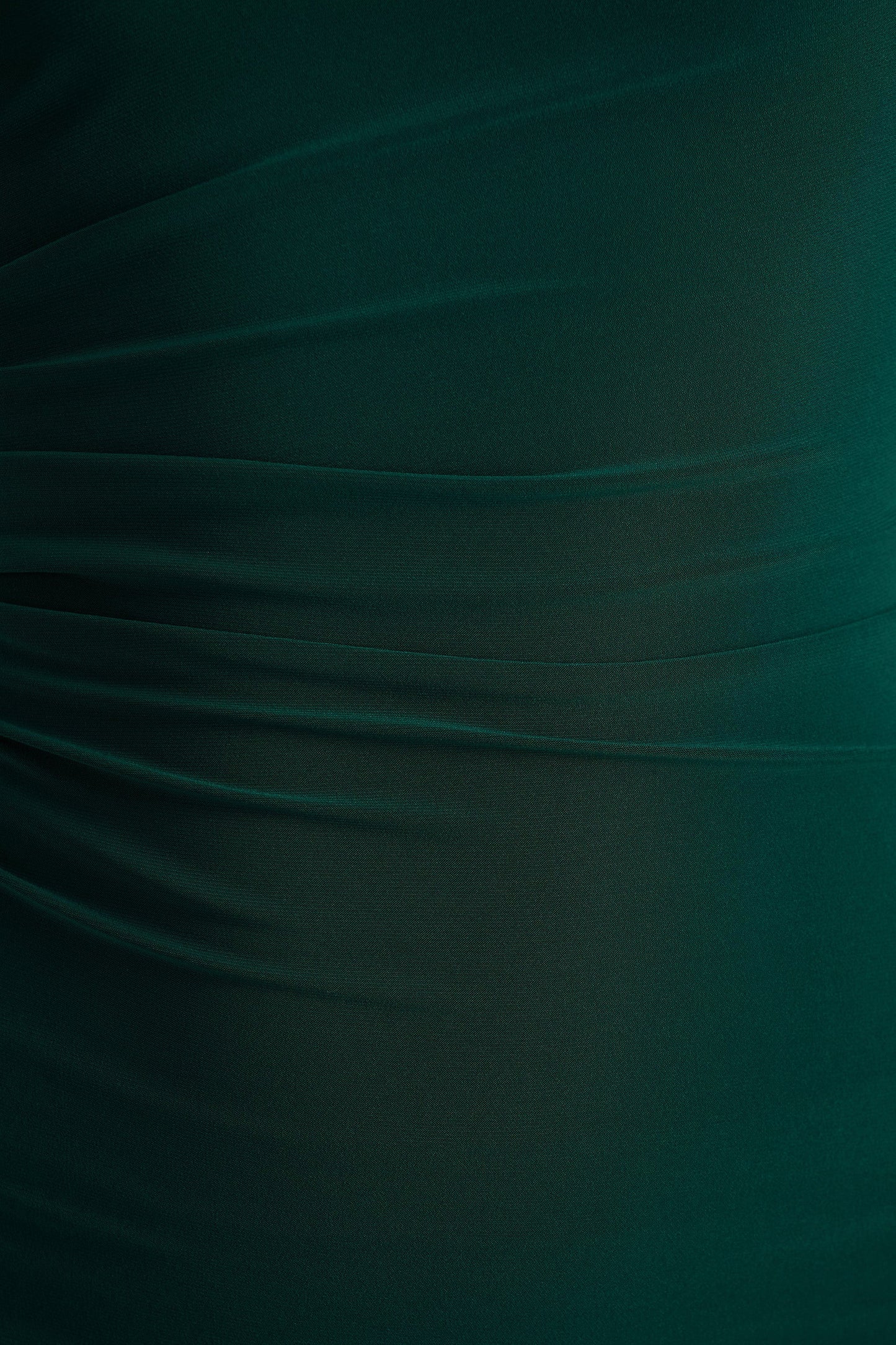 Eden | Bottle Green High-Neck Maxi Dress With Ruched Detailing