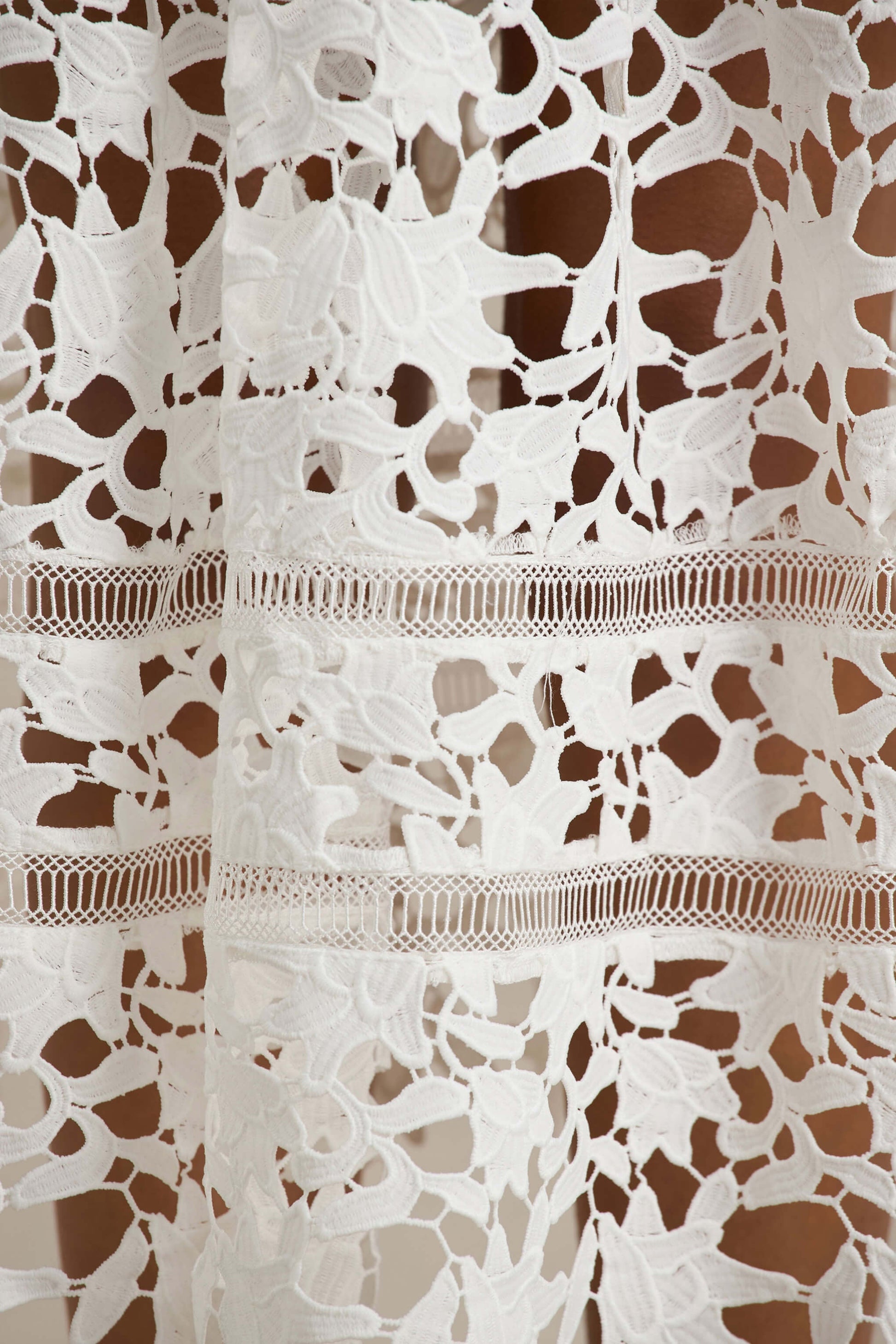 Zuri | White Lace Sweetheart Midi Dress With Cami Straps
