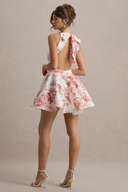 Waverly | Pink Porcelain Print Racer-Neck Sleeveless Skater Mini Dress
