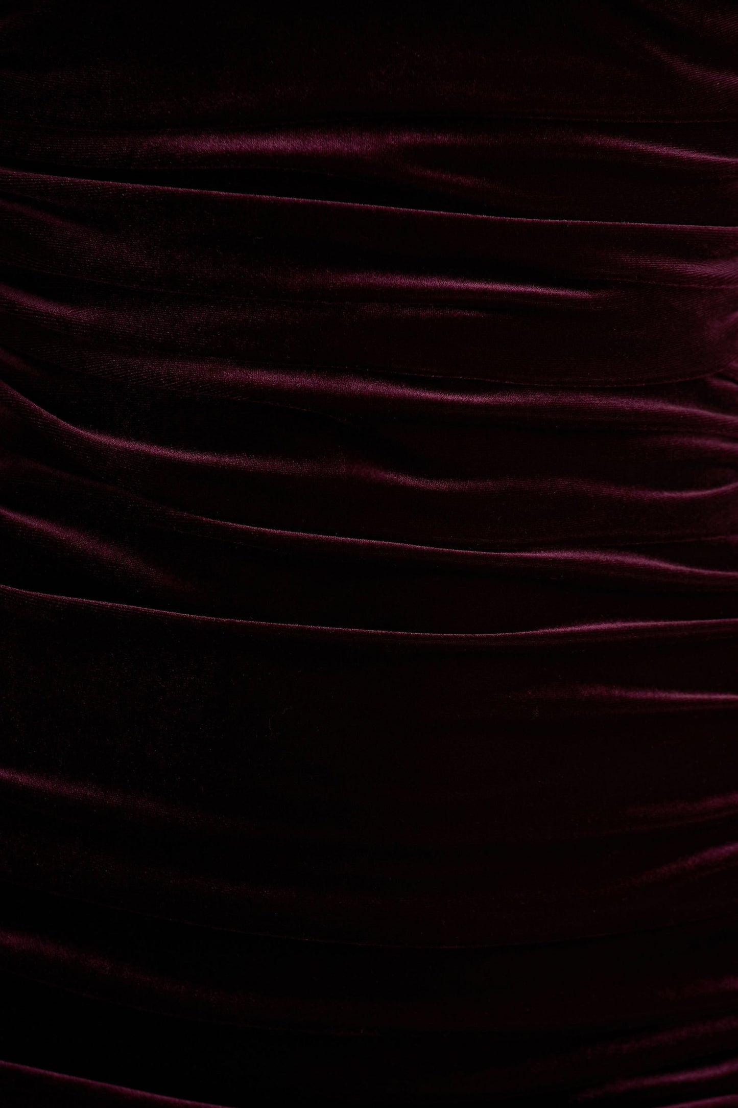 Treat | Burgundy Velvet Asymmetric-Neck Maxi Dress With Ruched Detailing