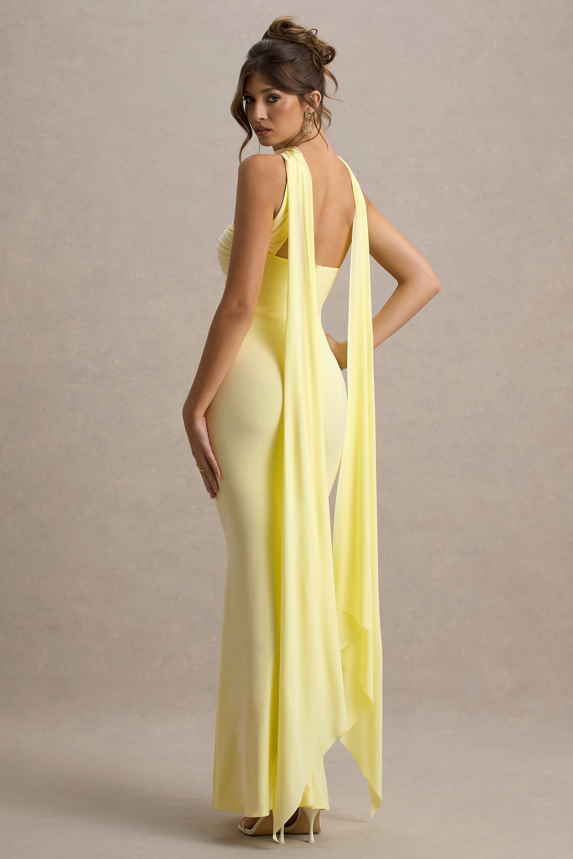 Rosabel | Lemon Sweetheart Maxi Dress With Sash