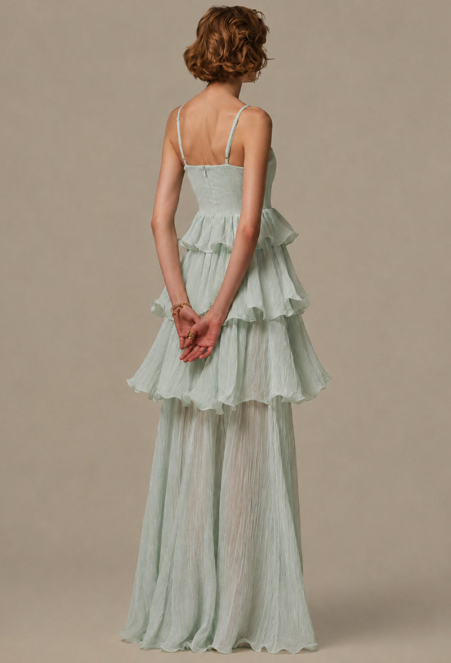 Veronique Mint Tiered Ruffle Maxi Dress