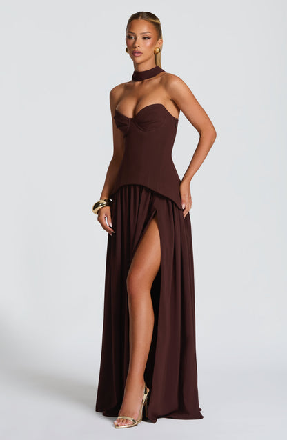 Vietta Maxi Dress Plum Brown