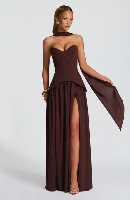 Vietta Maxi Dress Plum Brown