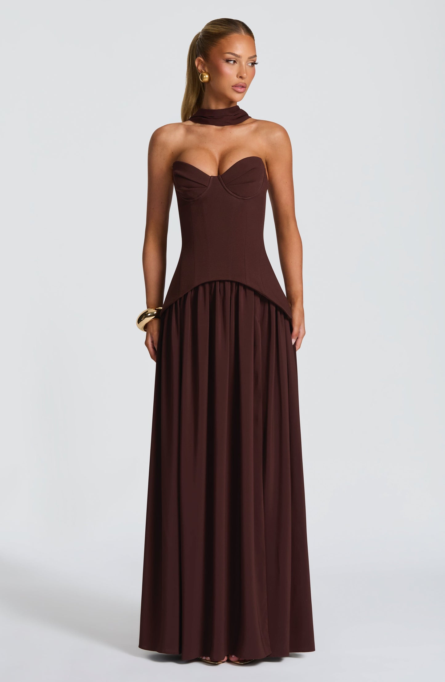Vietta Maxi Dress Plum Brown