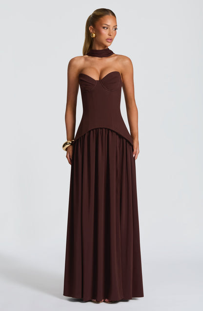Vietta Maxi Dress Plum Brown