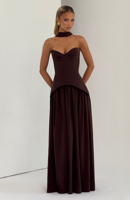 Vietta Maxi Dress Plum Brown