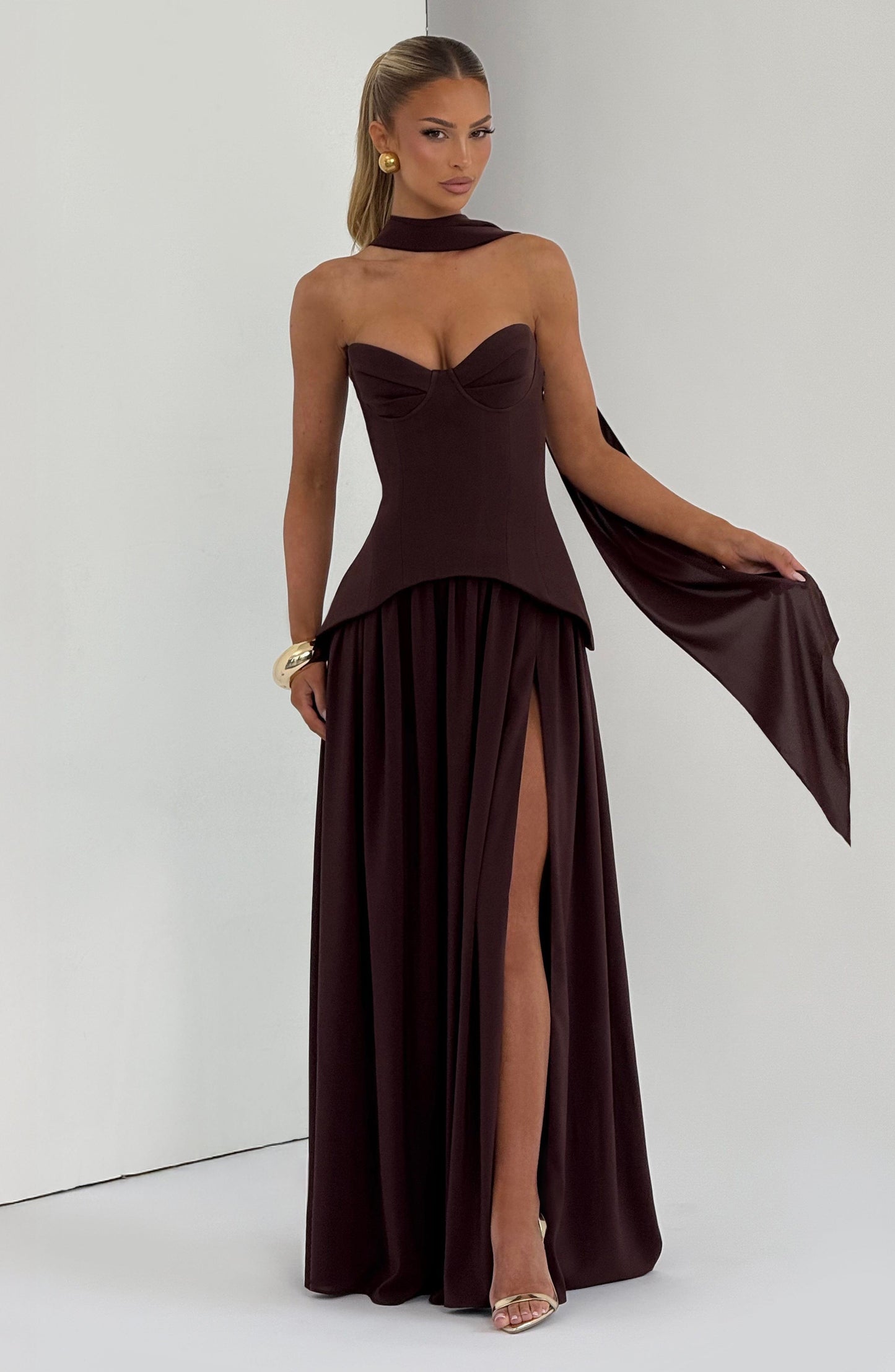Vietta Maxi Dress Plum Brown