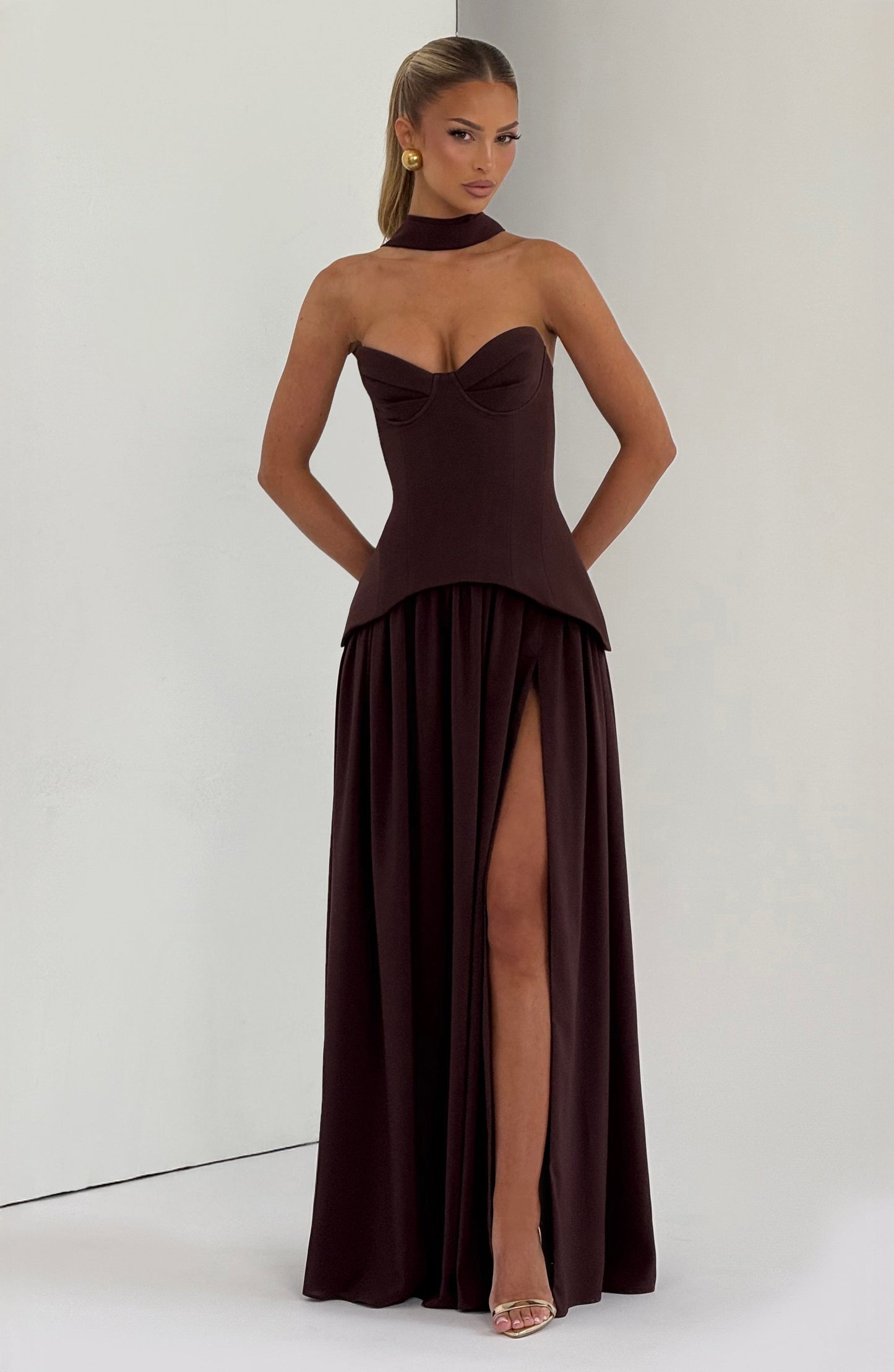Vietta Maxi Dress Plum Brown